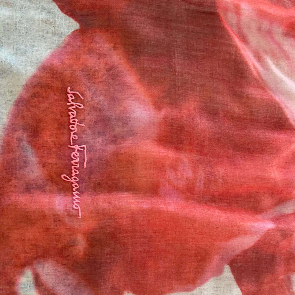 Red & white Salvatore Ferragamo shawl/ scarf